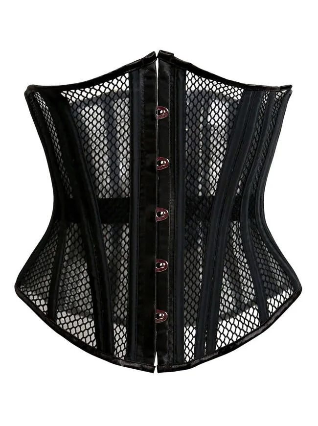 26 Spiral Steel Bones Elastic Fishnet Waist Trainer Bustier Corset