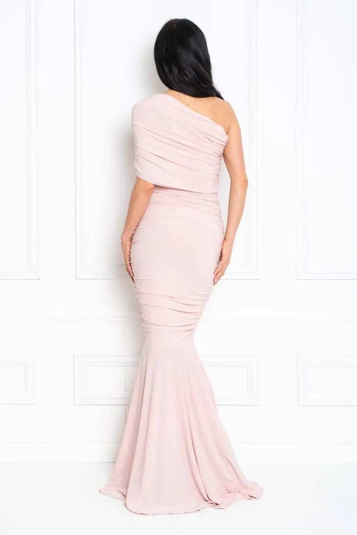 ALICE MULTIWAY WEAR BLUSH PINK ONE SHOULDER BRIDESMAIDS MAXI DRESS