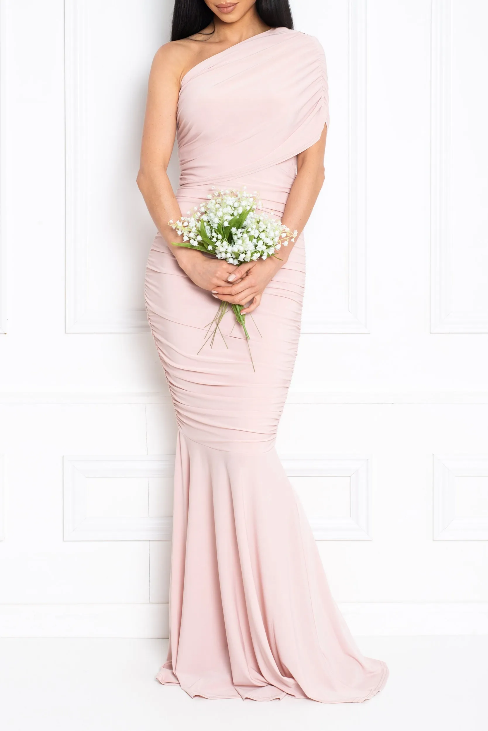 ALICE MULTIWAY WEAR BLUSH PINK ONE SHOULDER BRIDESMAIDS MAXI DRESS