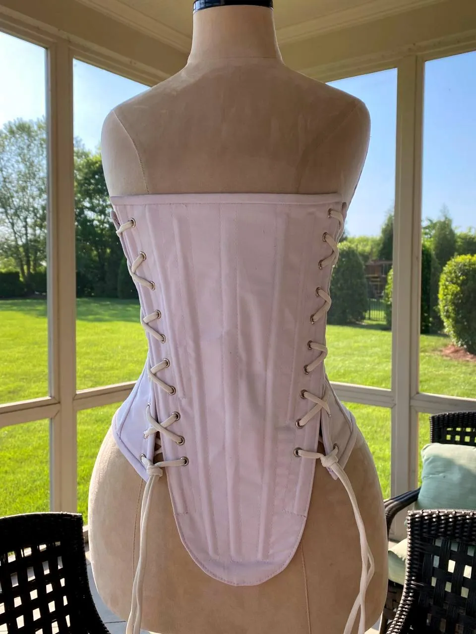 Authentic vintage cotton overbust or underbust corset, black or white. Steel boned custom made cotton corset