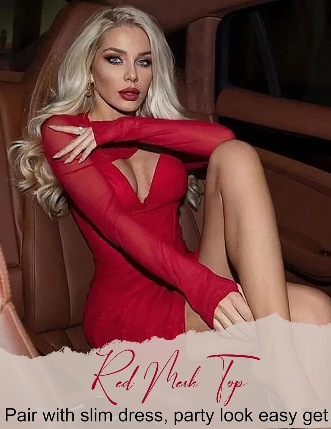 Avidlove Mesh Crop Tops for Women Mock Neck Long Sleeve Crop Top See Through Shirt Top Sexy Clubwear