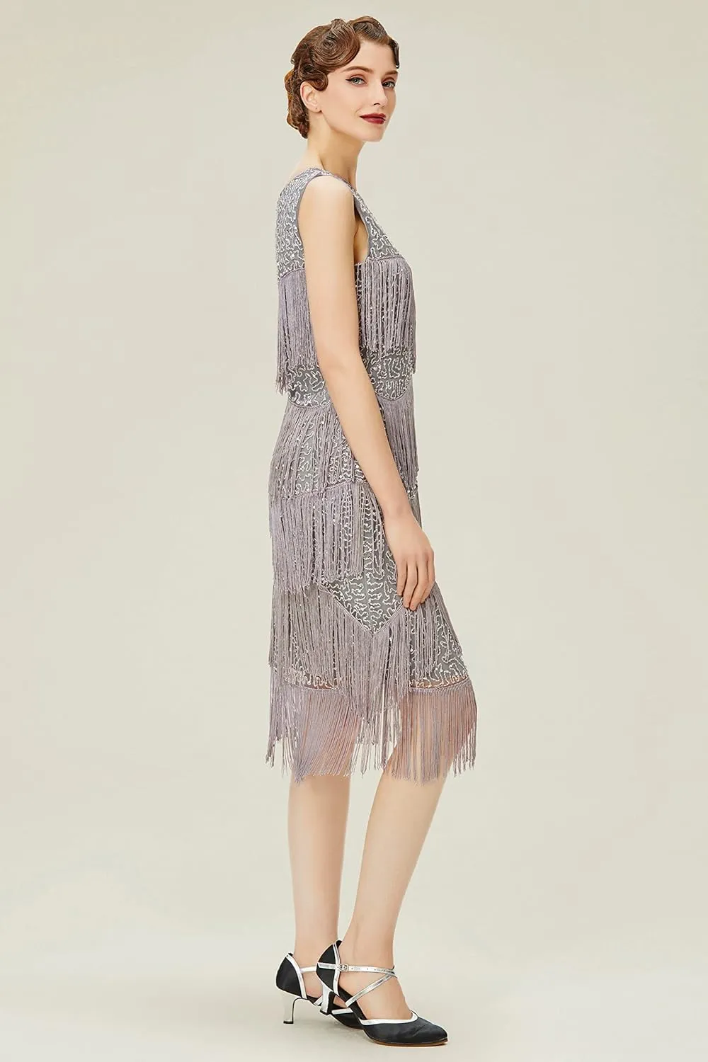 BABEYOND 1920s Flapper Dress Gatsby Fringed Dress Roaring 20s