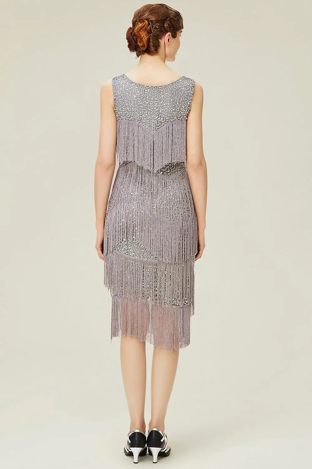 BABEYOND 1920s Flapper Dress Gatsby Fringed Dress Roaring 20s