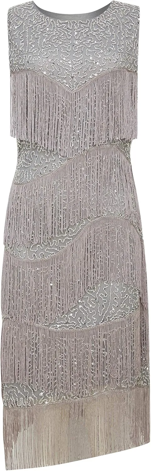 BABEYOND 1920s Flapper Dress Gatsby Fringed Dress Roaring 20s