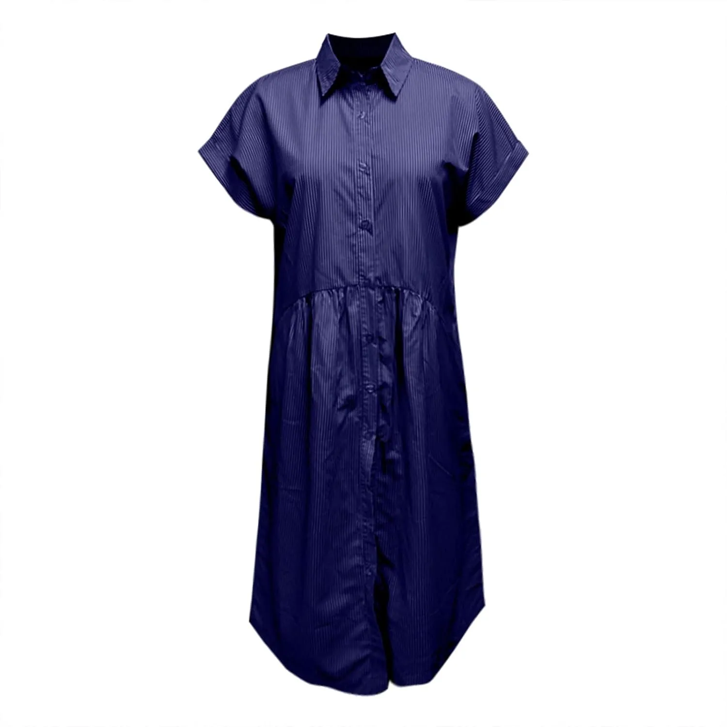 Button Down Dress for Women Short Sleeve Plus Size Striped Midi Dress Casual Summer Lightweight Collar Shirt Dresses