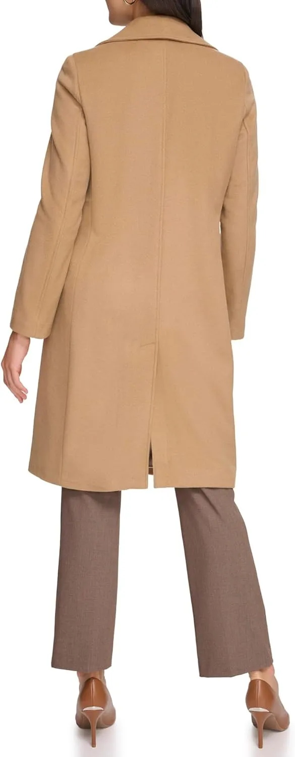 Calvin Klein Women's Full-Length Buttoned Wool Coat (Petite, Standard, Plus)