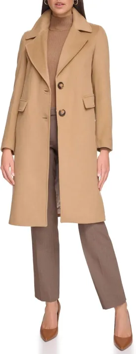 Calvin Klein Women's Full-Length Buttoned Wool Coat (Petite, Standard, Plus)
