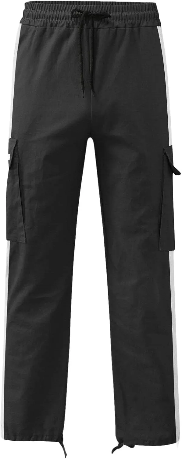 Cargo Pants for Men Relaxed Fit Casual Cargo Joggers Men Sweatpants Drawstring Elastic Waist Hiking Pants with Pockets