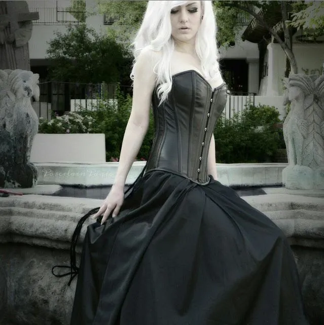 Classic overbust real leather steel-boned authentic heavy corset, different colors.
