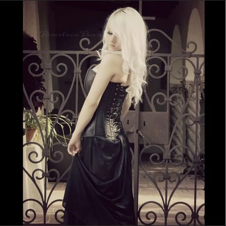 Classic overbust real leather steel-boned authentic heavy corset, different colors.