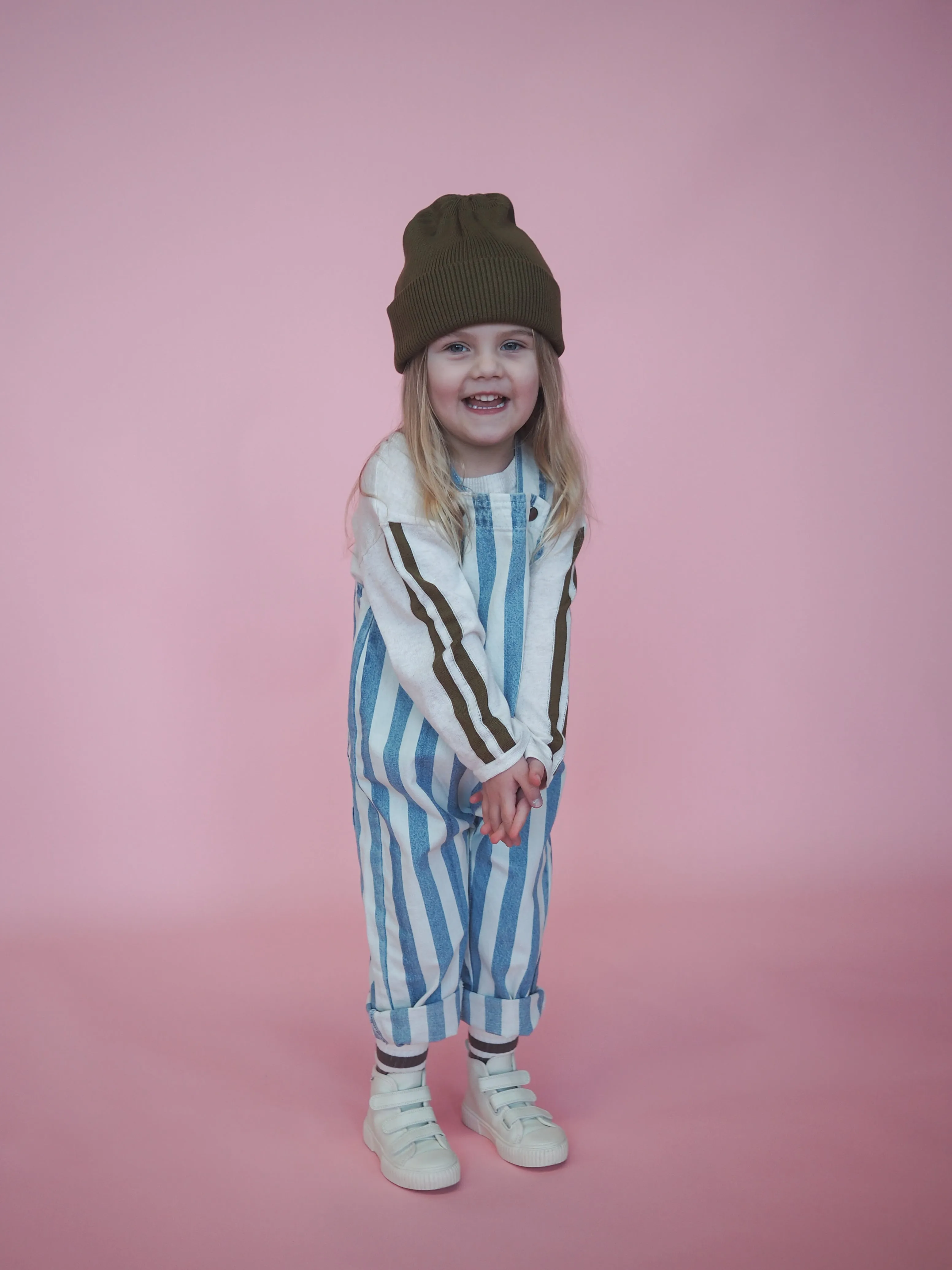 DENIM STRIPE OVERALLS