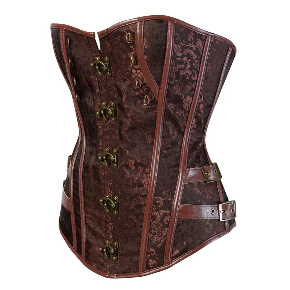 ERQI Steampunk Jacquard Lace Up Boned Overbust Corset