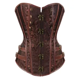 ERQI Steampunk Jacquard Lace Up Boned Overbust Corset