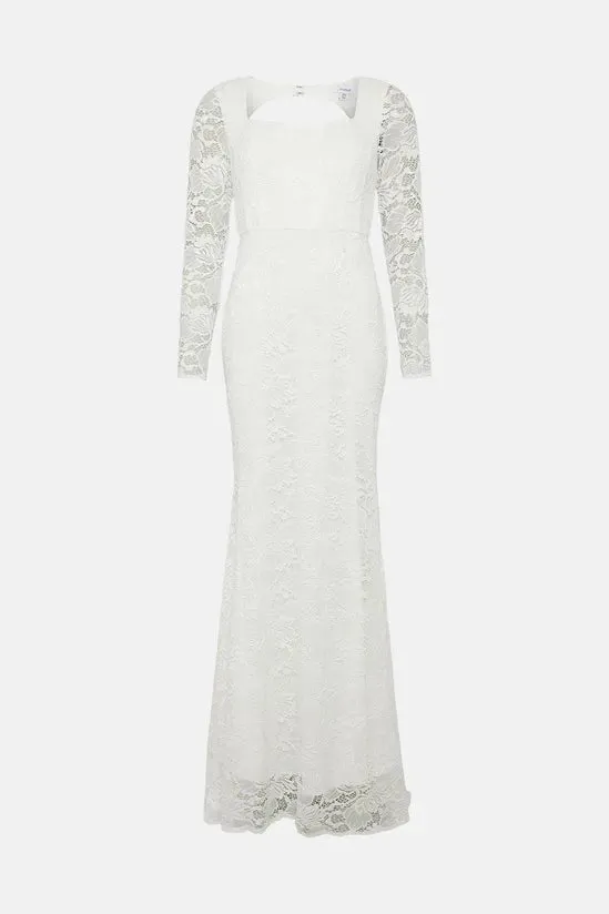 Eyelash Lace Fishtail Maxi Dress