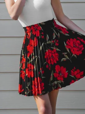 Floral Print Pleated Skirt