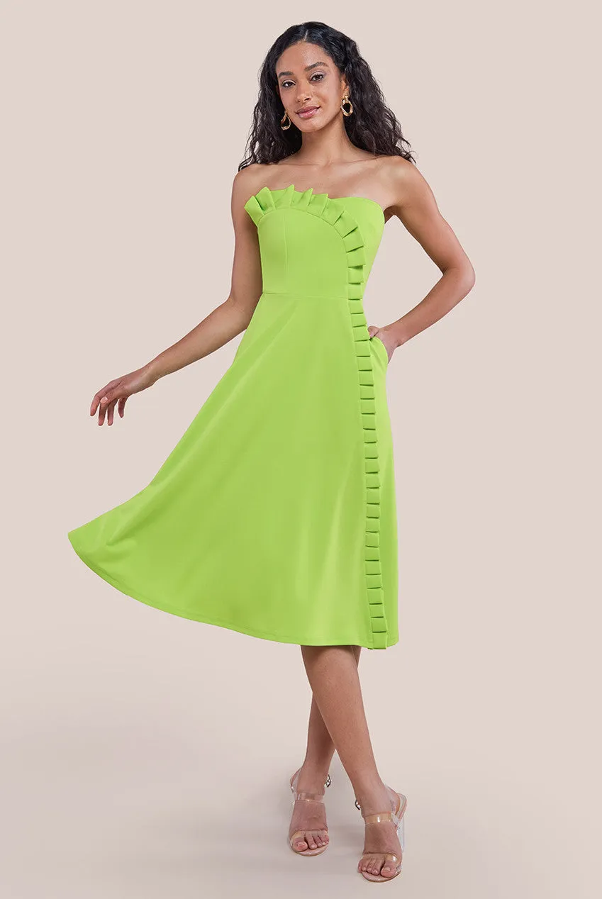 Goddiva Frilled Halter Neck Strap Midi Dress