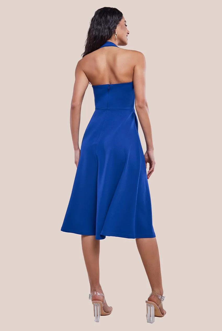 Goddiva Frilled Halter Neck Strap Midi Dress