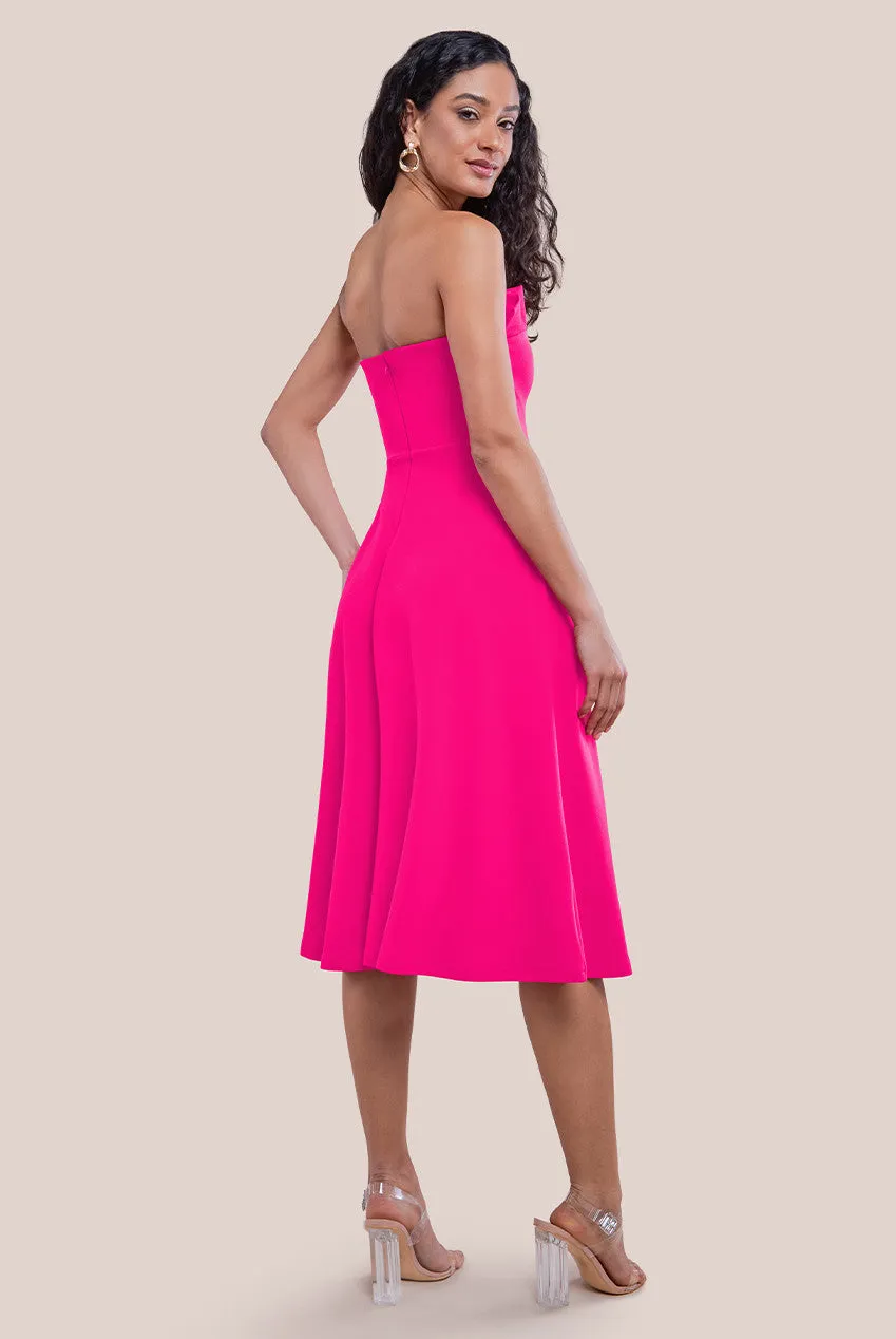 Goddiva Frilled Halter Neck Strap Midi Dress