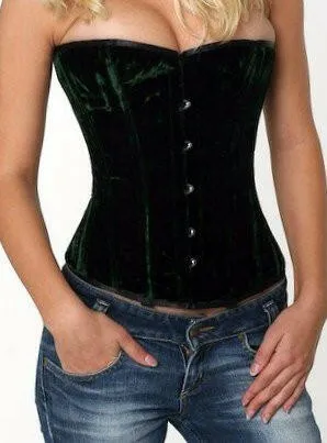 Halfbust velvet steel-boned authentic heavy corset for tight lacing made to measures