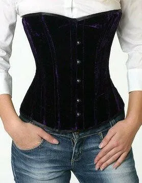 Halfbust velvet steel-boned authentic heavy corset for tight lacing made to measures