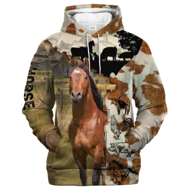 Horse Fur Pattern On The Farm Hoodie, Horse Hoodie, Gift For Horse Lover
