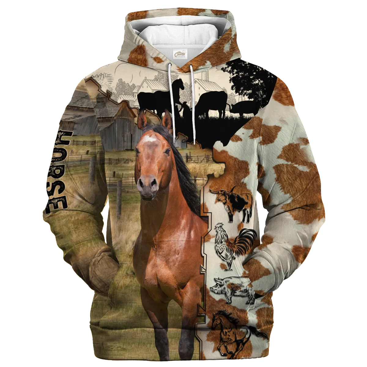 Horse Fur Pattern On The Farm Hoodie, Horse Hoodie, Gift For Horse Lover