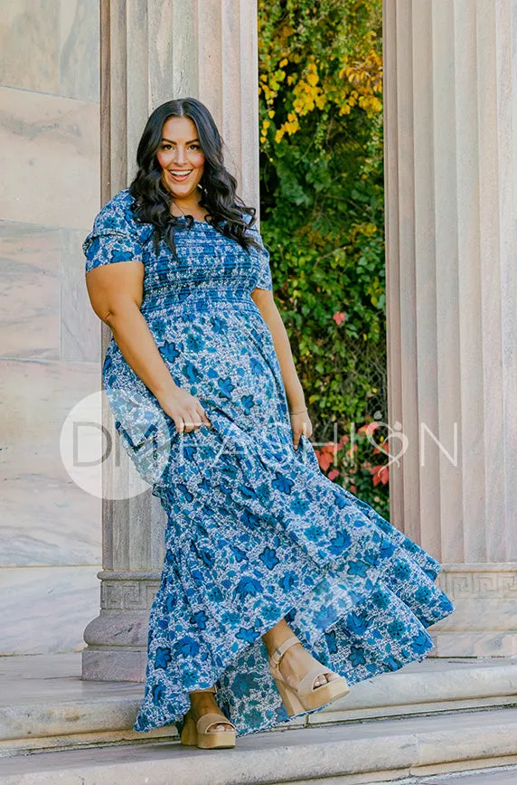 Jaelyn Teal Floral - DM Exclusive -  Maternity Friendly - Restocked