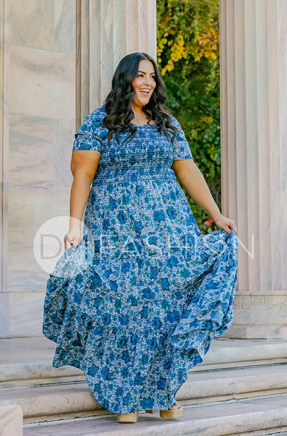 Jaelyn Teal Floral - DM Exclusive -  Maternity Friendly - Restocked