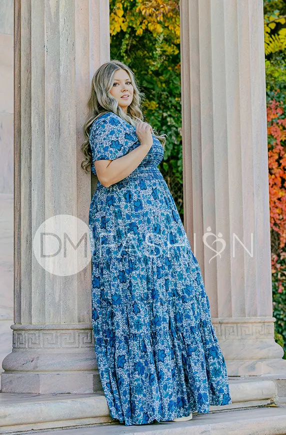 Jaelyn Teal Floral - DM Exclusive -  Maternity Friendly - Restocked