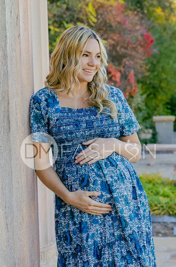 Jaelyn Teal Floral - DM Exclusive -  Maternity Friendly - Restocked