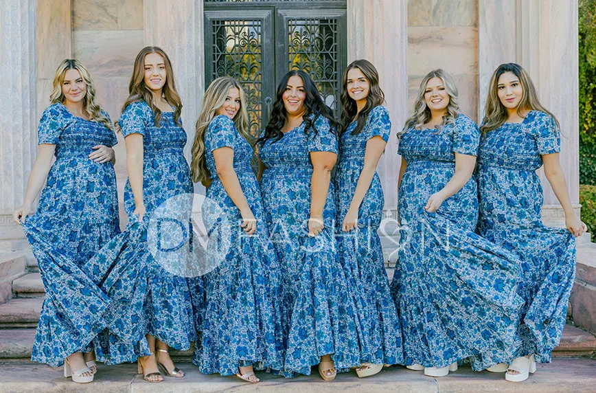 Jaelyn Teal Floral - DM Exclusive -  Maternity Friendly - Restocked