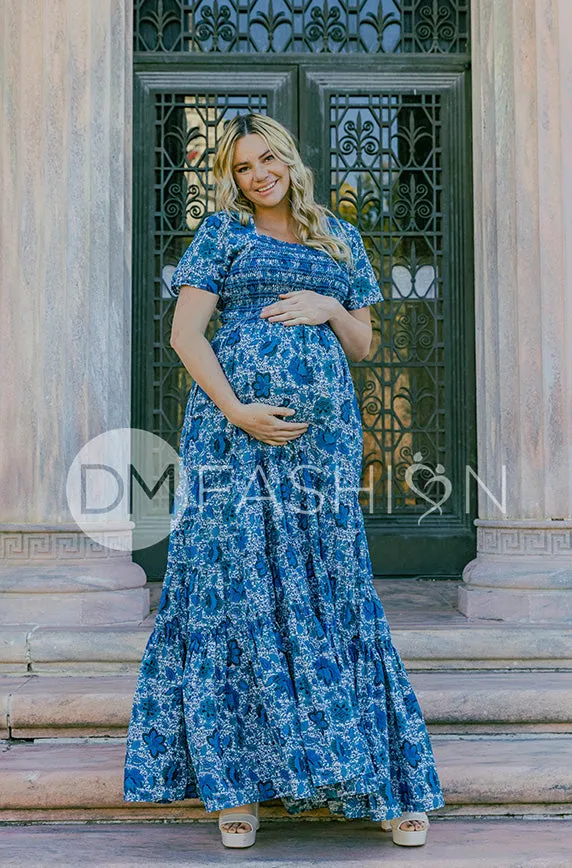 Jaelyn Teal Floral - DM Exclusive -  Maternity Friendly - Restocked