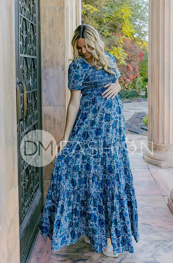 Jaelyn Teal Floral - DM Exclusive -  Maternity Friendly - Restocked