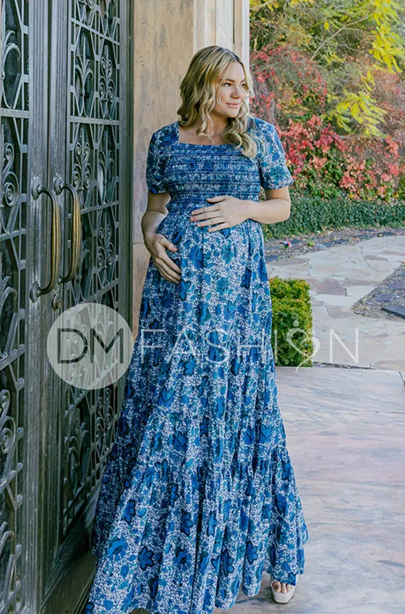 Jaelyn Teal Floral - DM Exclusive -  Maternity Friendly - Restocked