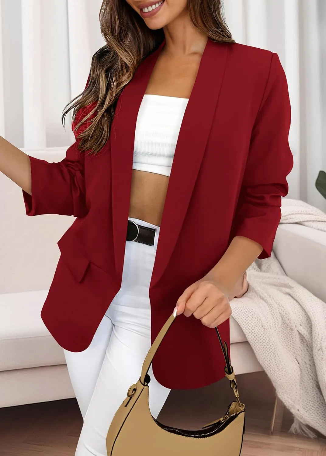 KIRUNDO Blazers for Women Oversized Business Casual Long Sleeve Open Front Work Office Suit Jackets Trendy Clothes