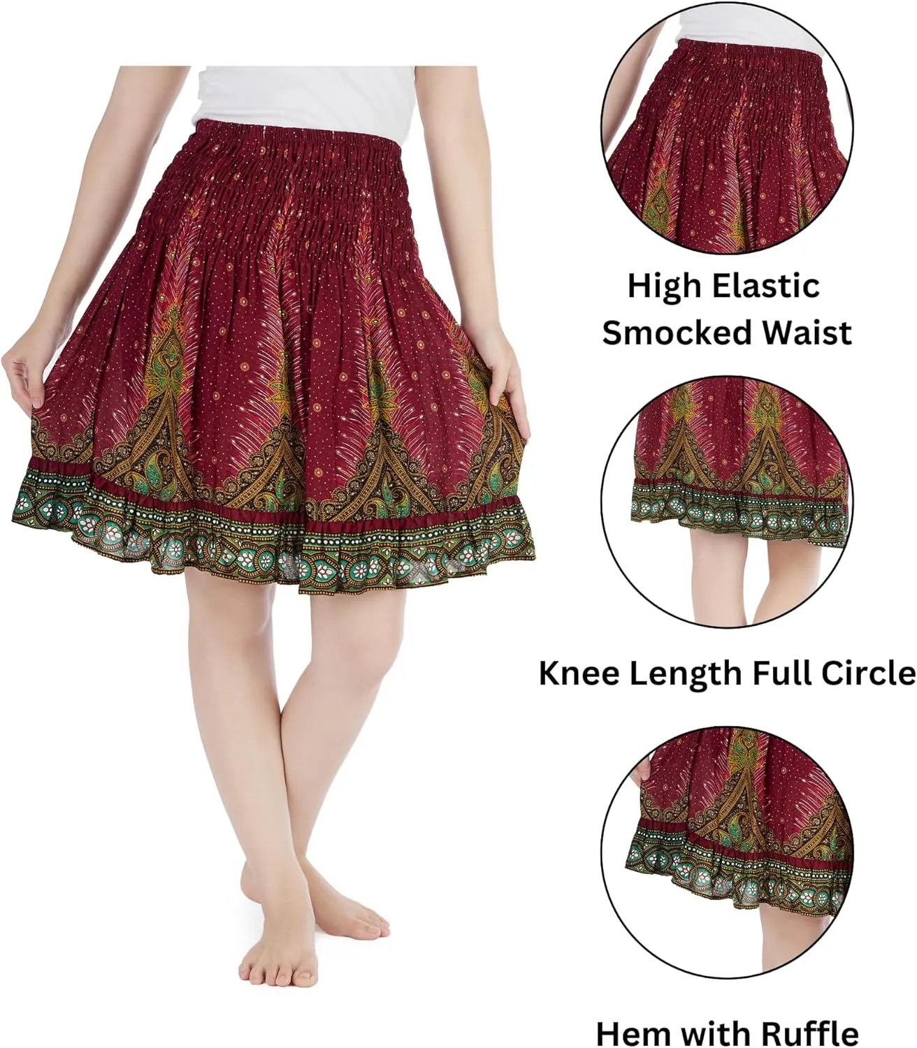 Lannaclothesdesign High Waisted Skirts for Women Short Flowy Summer Skirt Trendy Outfit Knee Length Boho Clothing Fall Skirts