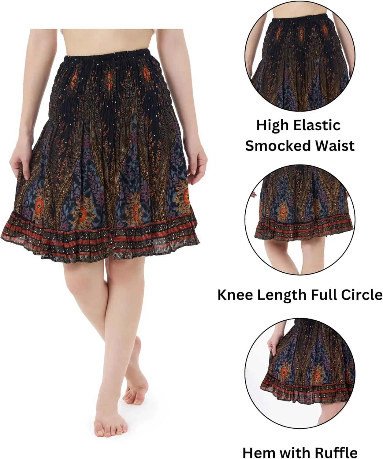 Lannaclothesdesign High Waisted Skirts for Women Short Flowy Summer Skirt Trendy Outfit Knee Length Boho Clothing Fall Skirts