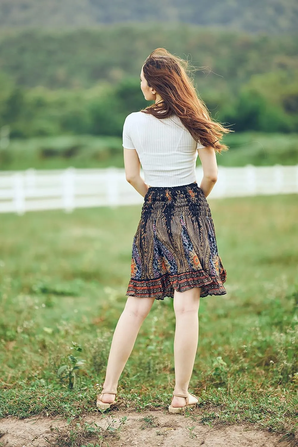 Lannaclothesdesign High Waisted Skirts for Women Short Flowy Summer Skirt Trendy Outfit Knee Length Boho Clothing Fall Skirts