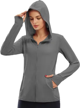 Libin Women's Sun Shirts Full Zip UPF 50  Sun Protection Hoodie Jacket Long Sleeve Hiking Outdoor Performance with Pockets