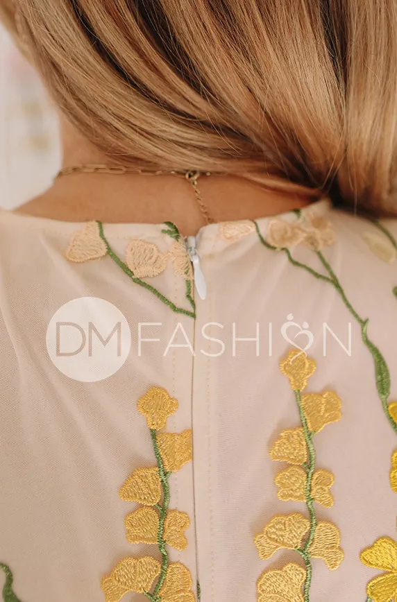 Lillian Duchess Yellow Floral Dress - DM Exclusive