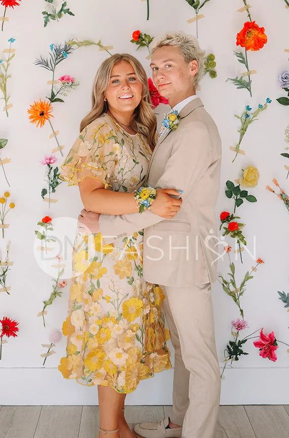 Lillian Duchess Yellow Floral Dress - DM Exclusive