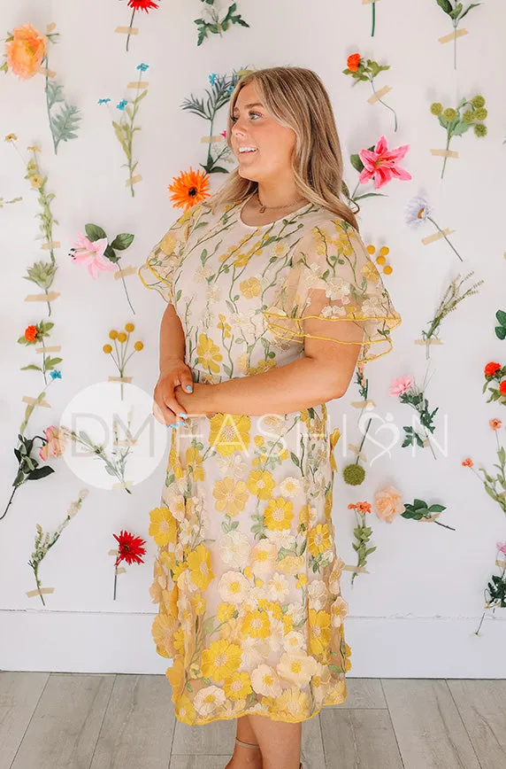 Lillian Duchess Yellow Floral Dress - DM Exclusive
