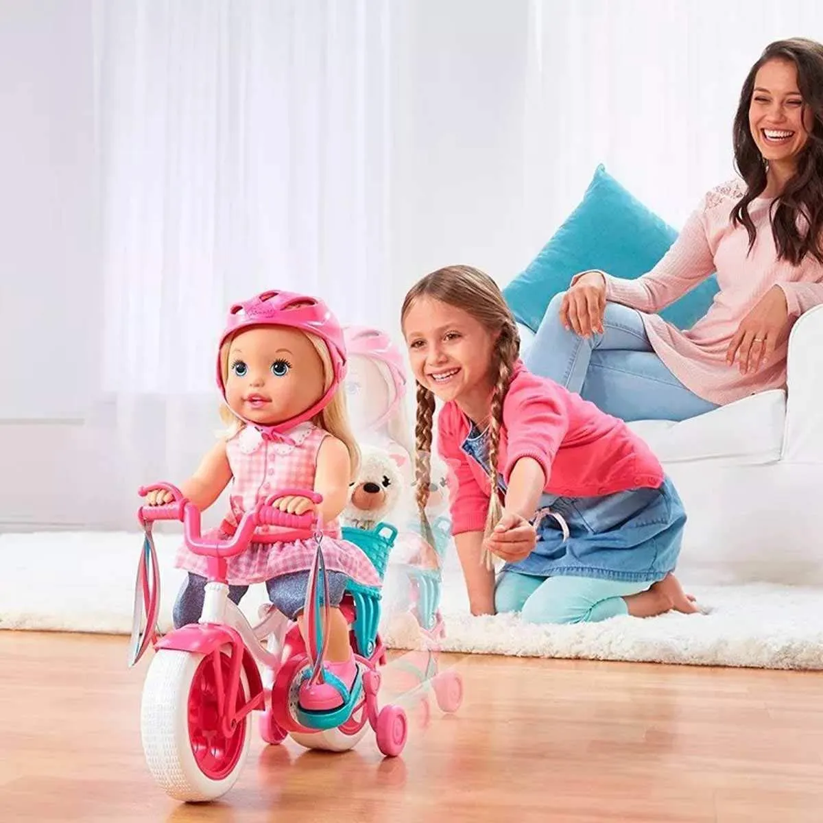 Little Mommy Learn To Ride Doll with Pink Training Bicycle