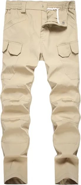 Men's Hiking Pants Lightweight Quick Dry Tactical Pants Fashion Outdoor Waterproof Stretch Waist Cargo Work Pant