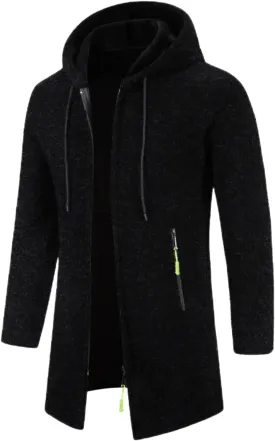Men's Thicken Hooded Cardigan Sweater 2023 Winter Thermal Sweaters Coat Full Zip Quilted Jacket Business Casual Knit Outwear