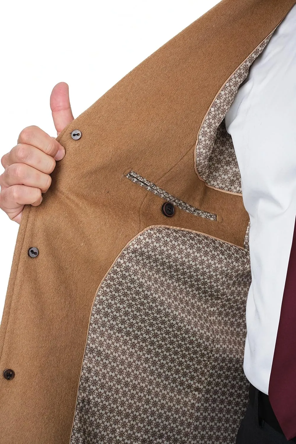 Men's Wool Cashmere Single Breasted Full Length Overcoat Top Coat