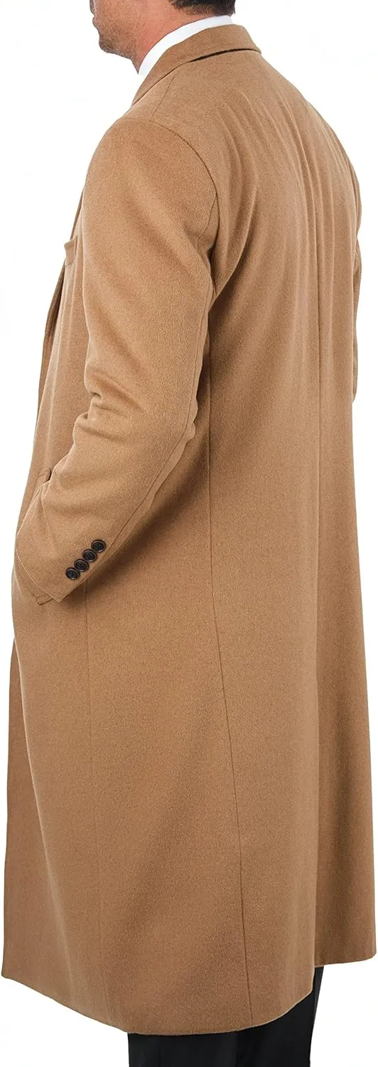 Men's Wool Cashmere Single Breasted Full Length Overcoat Top Coat