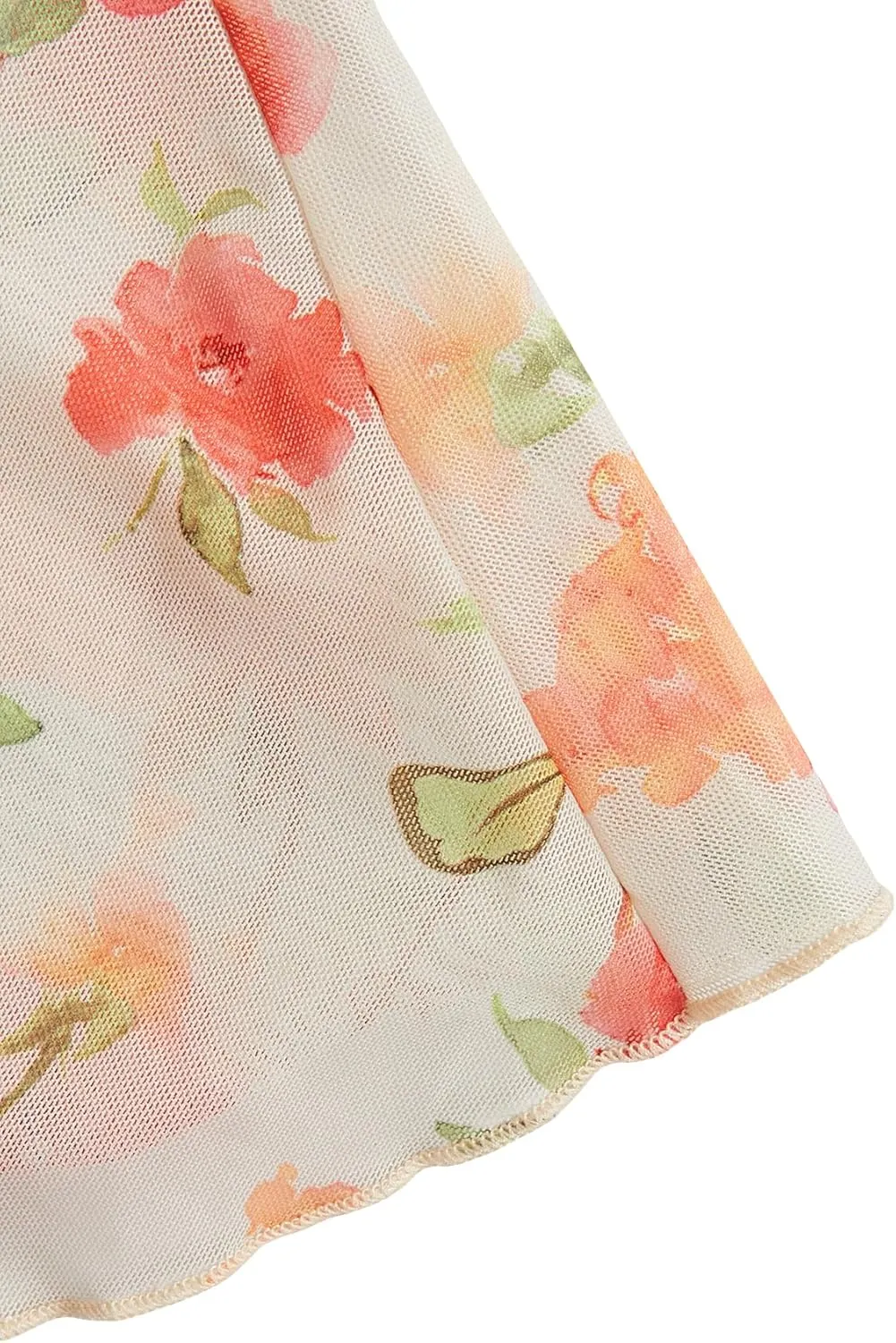 Milumia Women's Floral Mesh Ruffle Hem Maxi Skirt High Waisted Fishtail Long Skirts