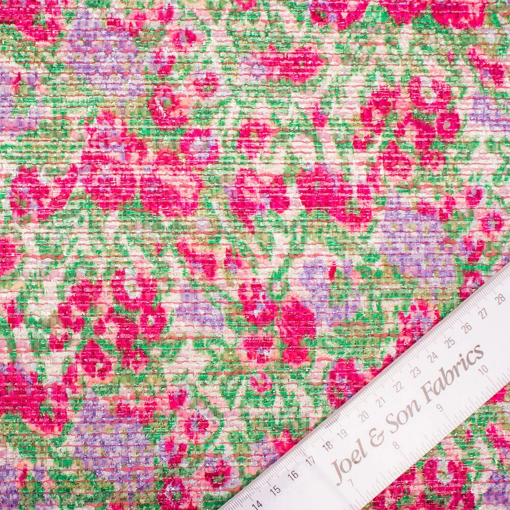 Multi-Coloured/Pink Printed Bouclé