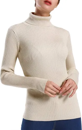 ninovino Women's Turtleneck Ribbed Long Sleeve Sweater Pullover Tops